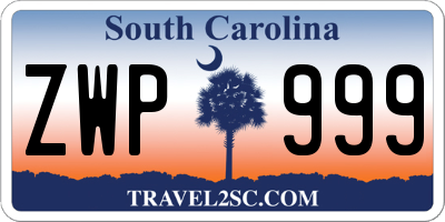 SC license plate ZWP999