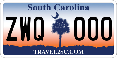 SC license plate ZWQ000
