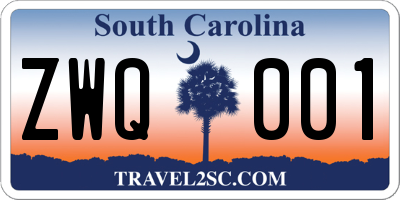 SC license plate ZWQ001