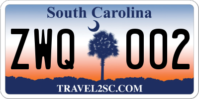 SC license plate ZWQ002