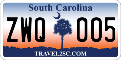 SC license plate ZWQ005