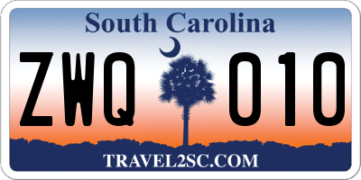 SC license plate ZWQ010