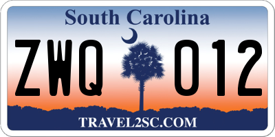 SC license plate ZWQ012