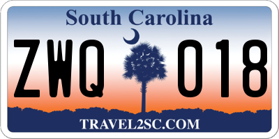 SC license plate ZWQ018