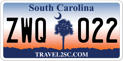 SC license plate ZWQ022
