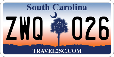 SC license plate ZWQ026