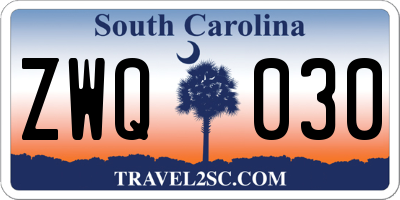 SC license plate ZWQ030