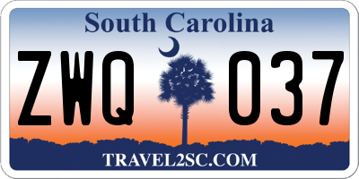 SC license plate ZWQ037