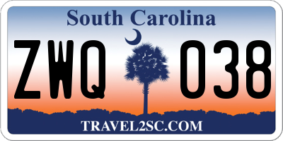 SC license plate ZWQ038