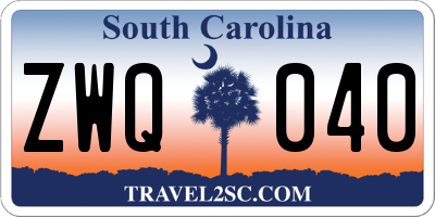 SC license plate ZWQ040