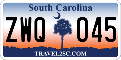 SC license plate ZWQ045