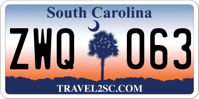 SC license plate ZWQ063
