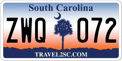 SC license plate ZWQ072