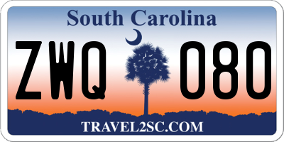 SC license plate ZWQ080