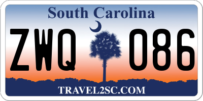SC license plate ZWQ086