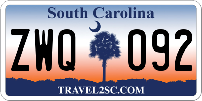SC license plate ZWQ092
