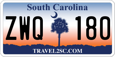 SC license plate ZWQ180
