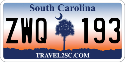 SC license plate ZWQ193