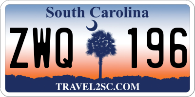 SC license plate ZWQ196