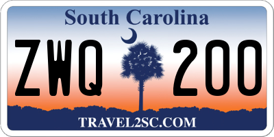 SC license plate ZWQ200