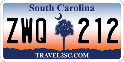 SC license plate ZWQ212
