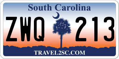 SC license plate ZWQ213