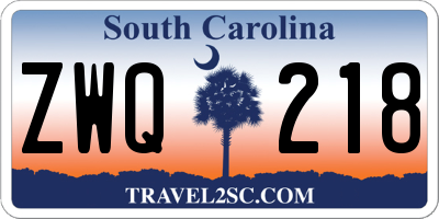 SC license plate ZWQ218