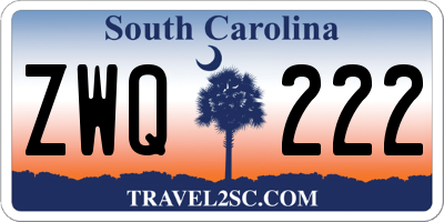 SC license plate ZWQ222