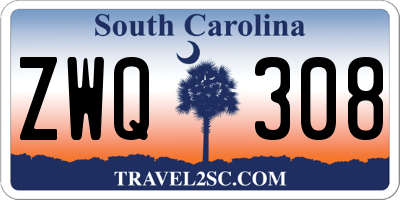 SC license plate ZWQ308