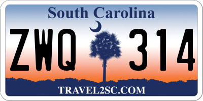 SC license plate ZWQ314