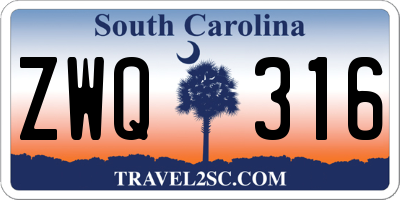 SC license plate ZWQ316