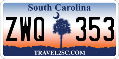SC license plate ZWQ353