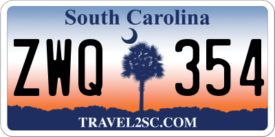SC license plate ZWQ354