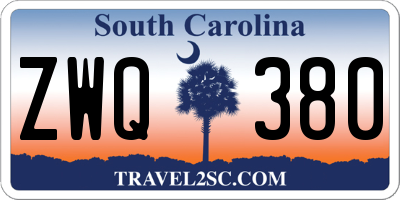 SC license plate ZWQ380