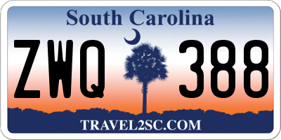 SC license plate ZWQ388