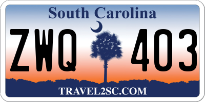 SC license plate ZWQ403