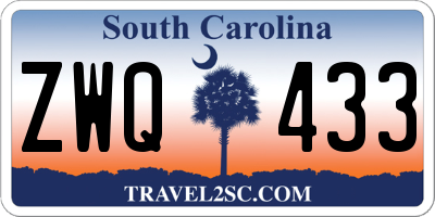 SC license plate ZWQ433