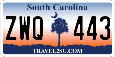 SC license plate ZWQ443