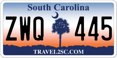 SC license plate ZWQ445