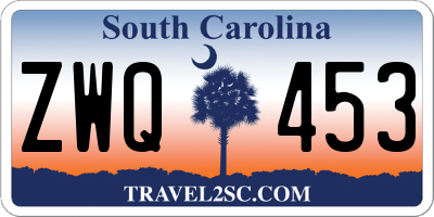 SC license plate ZWQ453