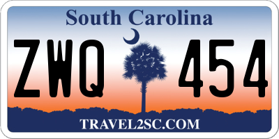 SC license plate ZWQ454