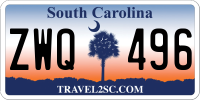 SC license plate ZWQ496