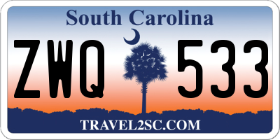 SC license plate ZWQ533