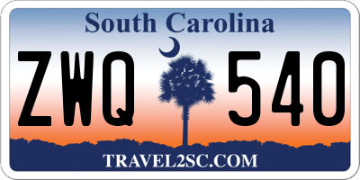 SC license plate ZWQ540