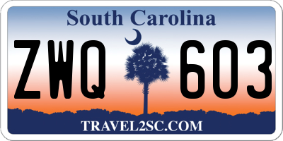SC license plate ZWQ603