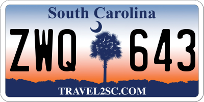 SC license plate ZWQ643