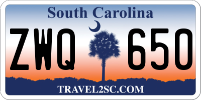 SC license plate ZWQ650