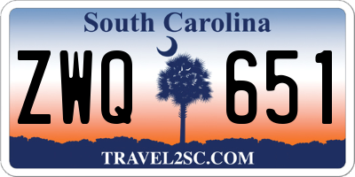 SC license plate ZWQ651
