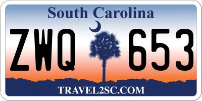 SC license plate ZWQ653