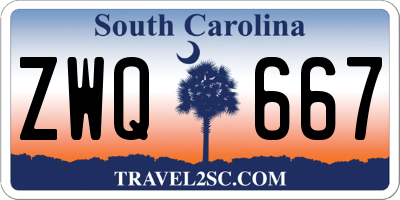 SC license plate ZWQ667